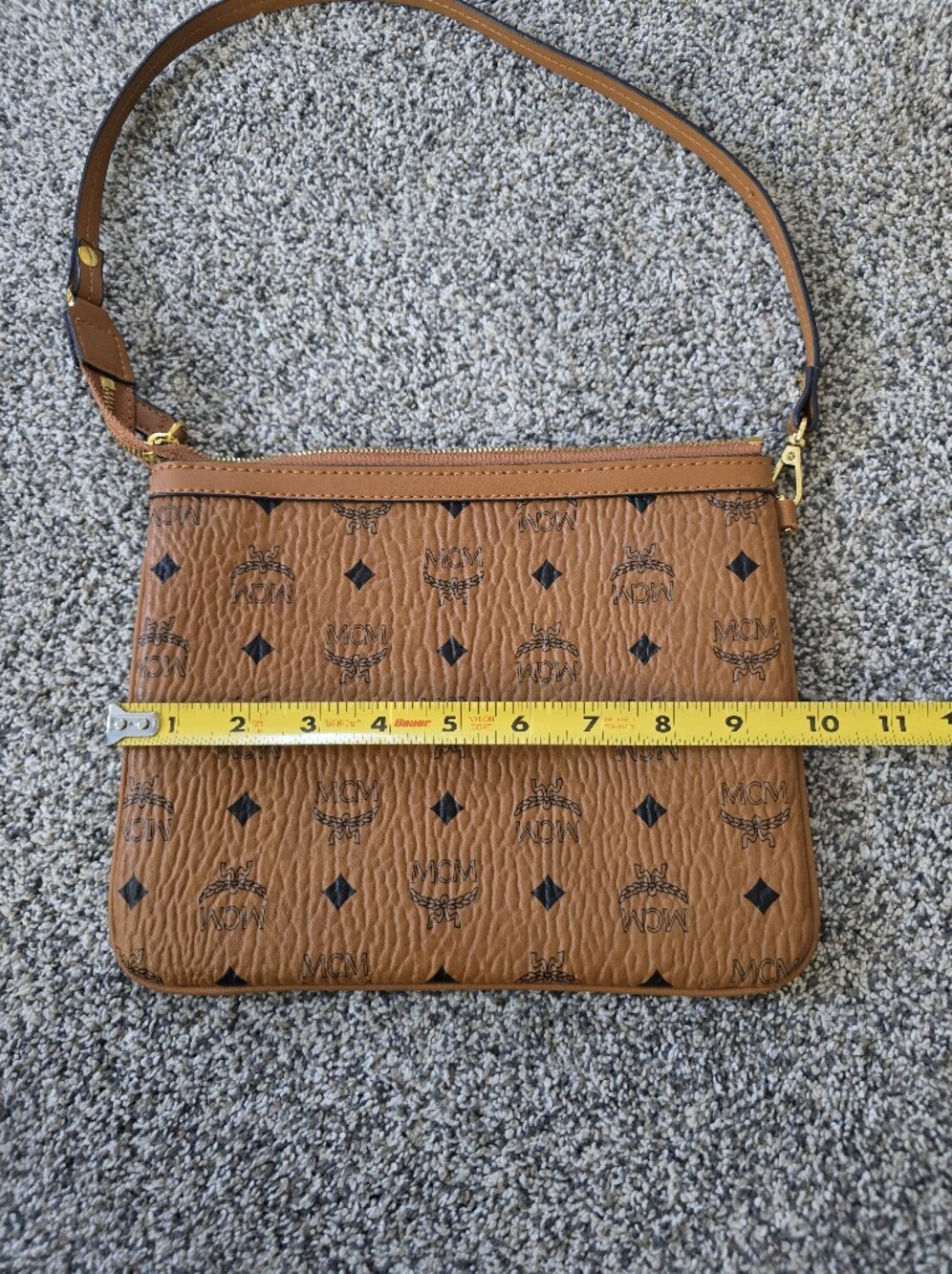 MCM Cognac Visetos Monogram Slim Shoulder Bag Pouch - Picture 6 of 10